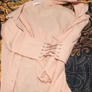 Salmon button up shirt with corset